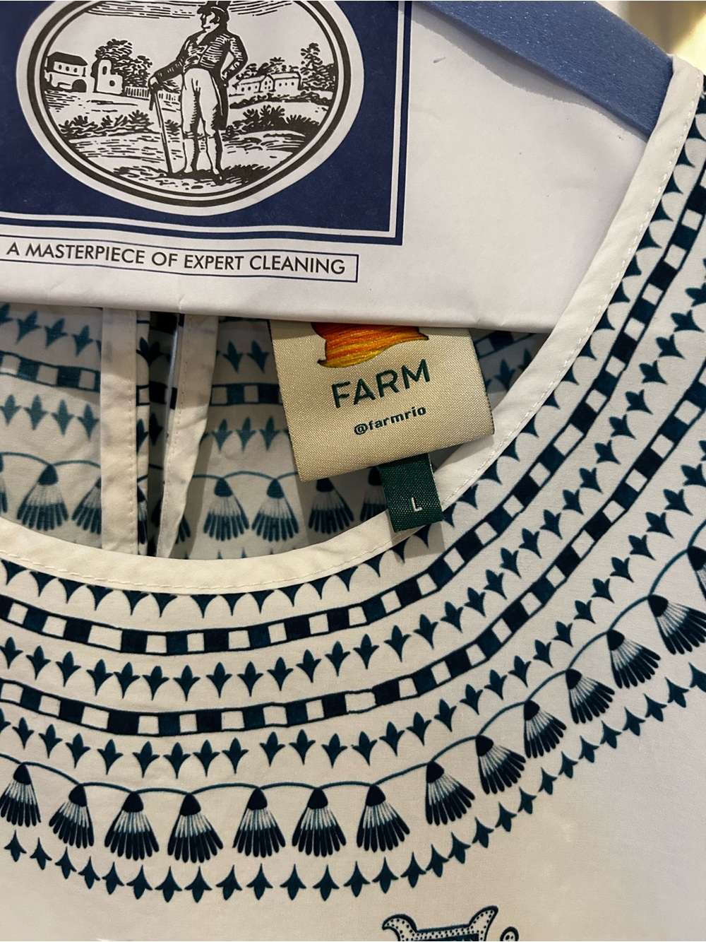 FARM Rio White Maxi Dress with Blue Scenic Print - Picture 3 of 6